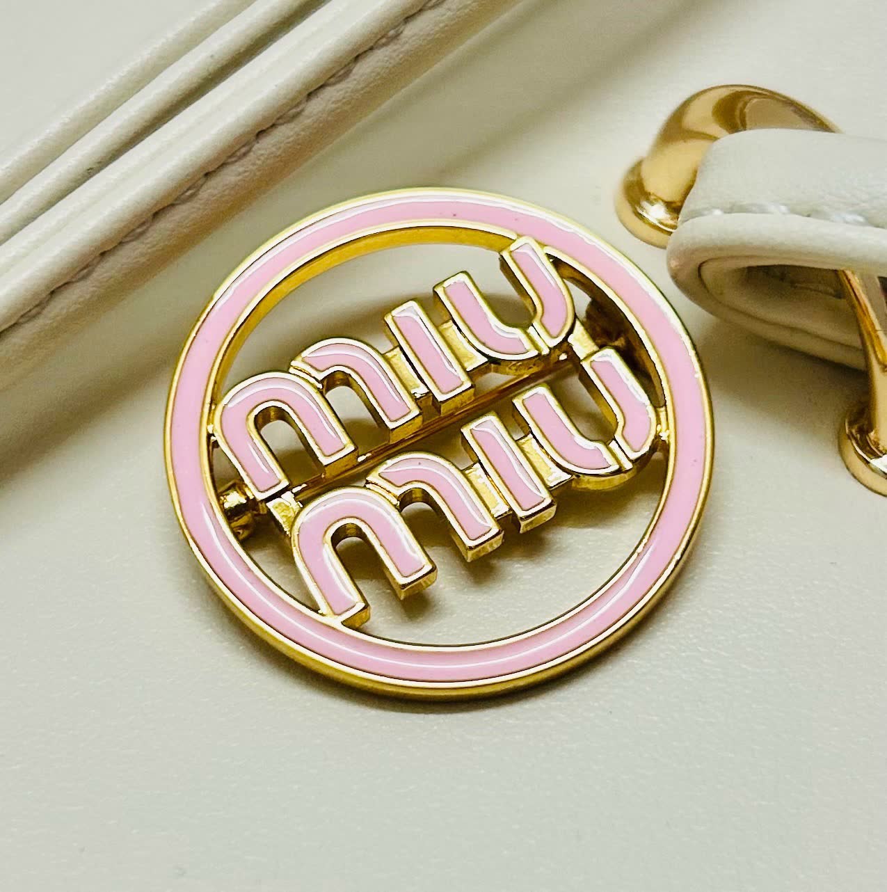 Miu Miu Brooch - Gold and Pink Circle Design